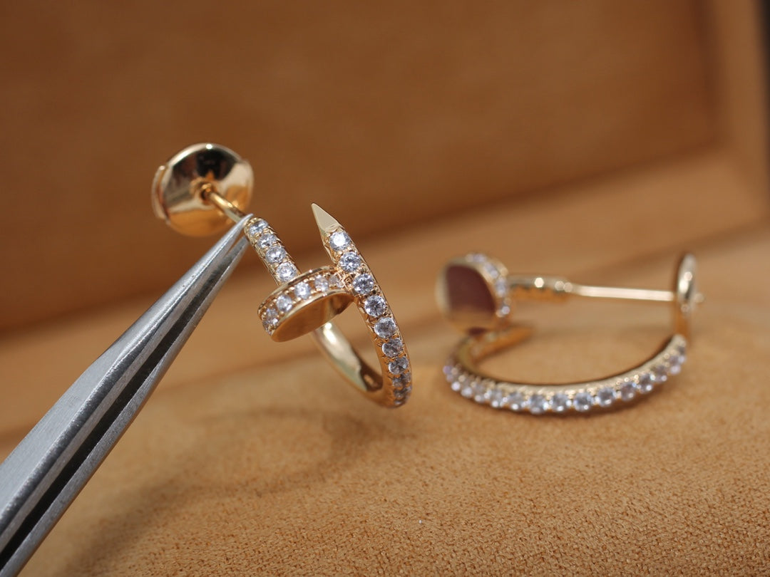 [⭐Hevara Jewelry]JUSTE EARRINGS 12.75MM PINK GOLD DIAMOND