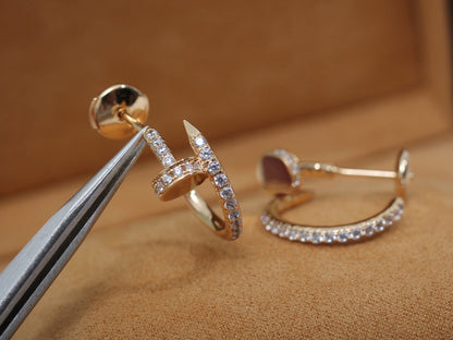 [⭐Hevara Jewelry]JUSTE EARRINGS 12.75MM PINK GOLD DIAMOND