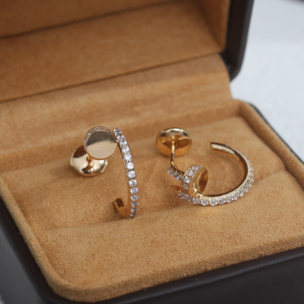 [⭐Hevara Jewelry]JUSTE EARRINGS 12.75MM PINK GOLD DIAMOND