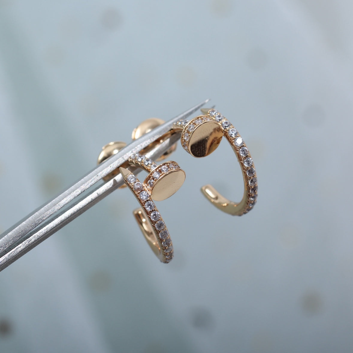 [⭐Hevara Jewelry]JUSTE EARRINGS 12.75MM PINK GOLD DIAMOND