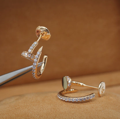 [⭐Hevara Jewelry]JUSTE EARRINGS 12.75MM PINK GOLD DIAMOND