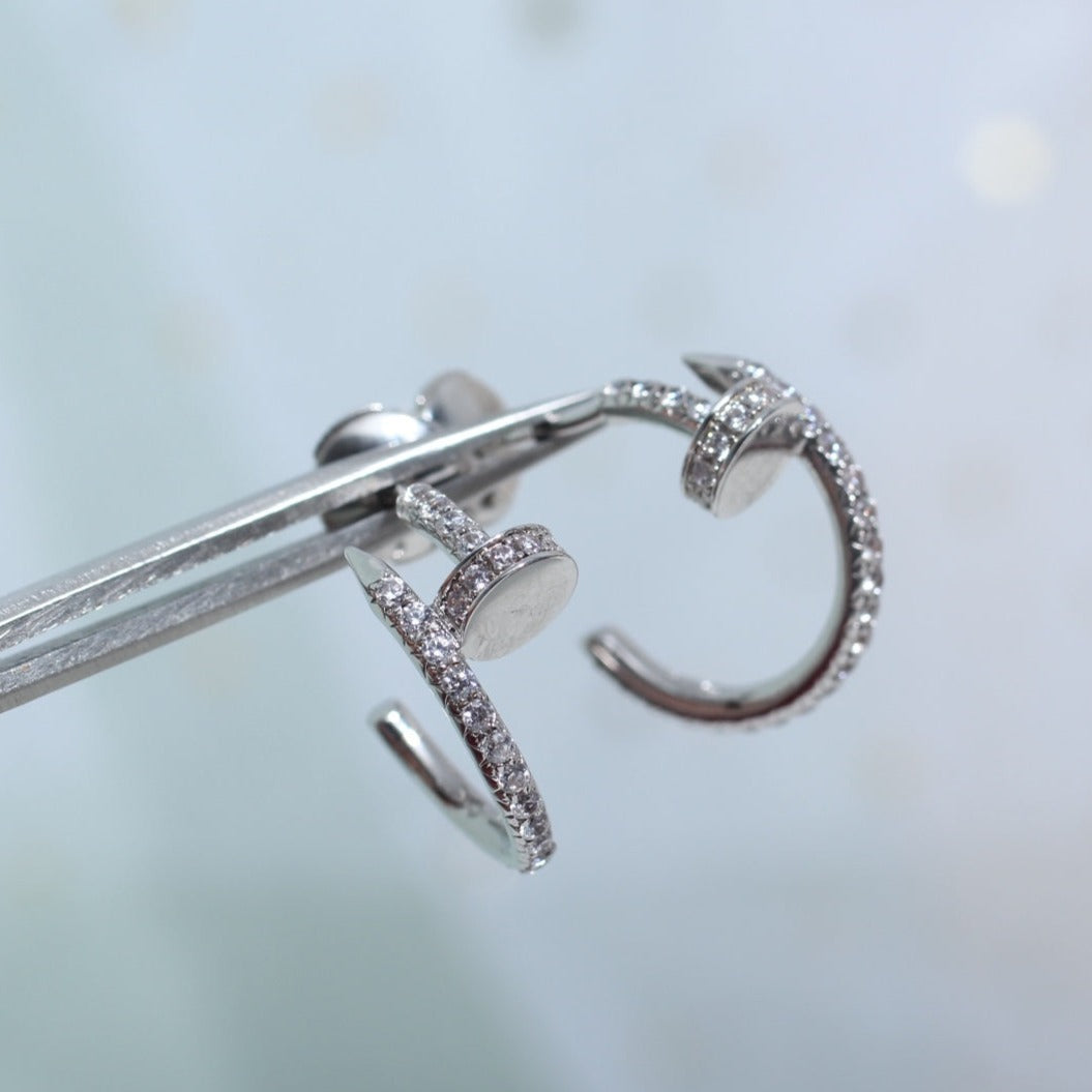 [⭐Hevara Jewelry]JUSTE EARRINGS 12.75MM SILVER DIAMOND