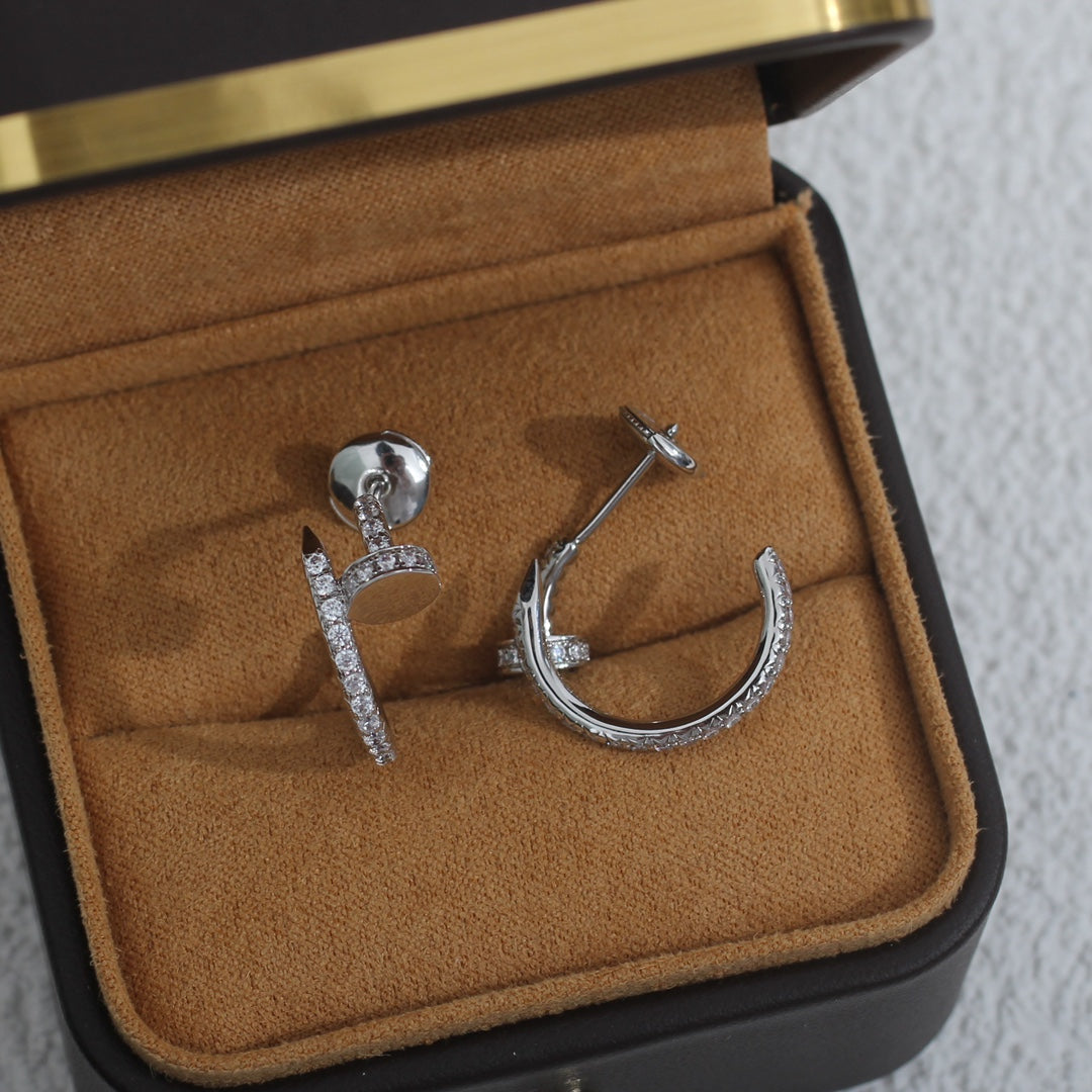 [⭐Hevara Jewelry]JUSTE EARRINGS 12.75MM SILVER DIAMOND