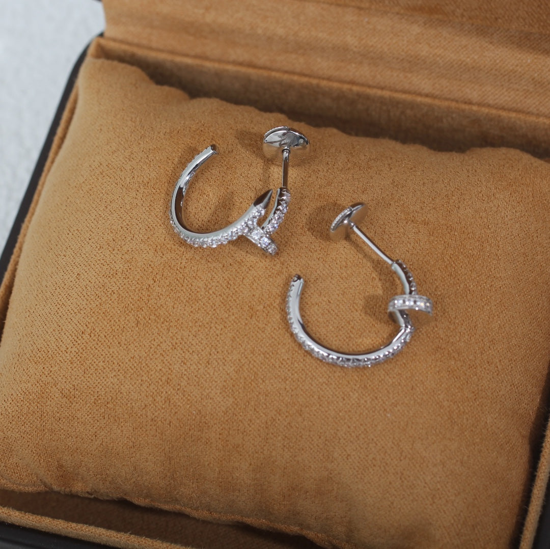 [⭐Hevara Jewelry]JUSTE EARRINGS 12.75MM SILVER DIAMOND