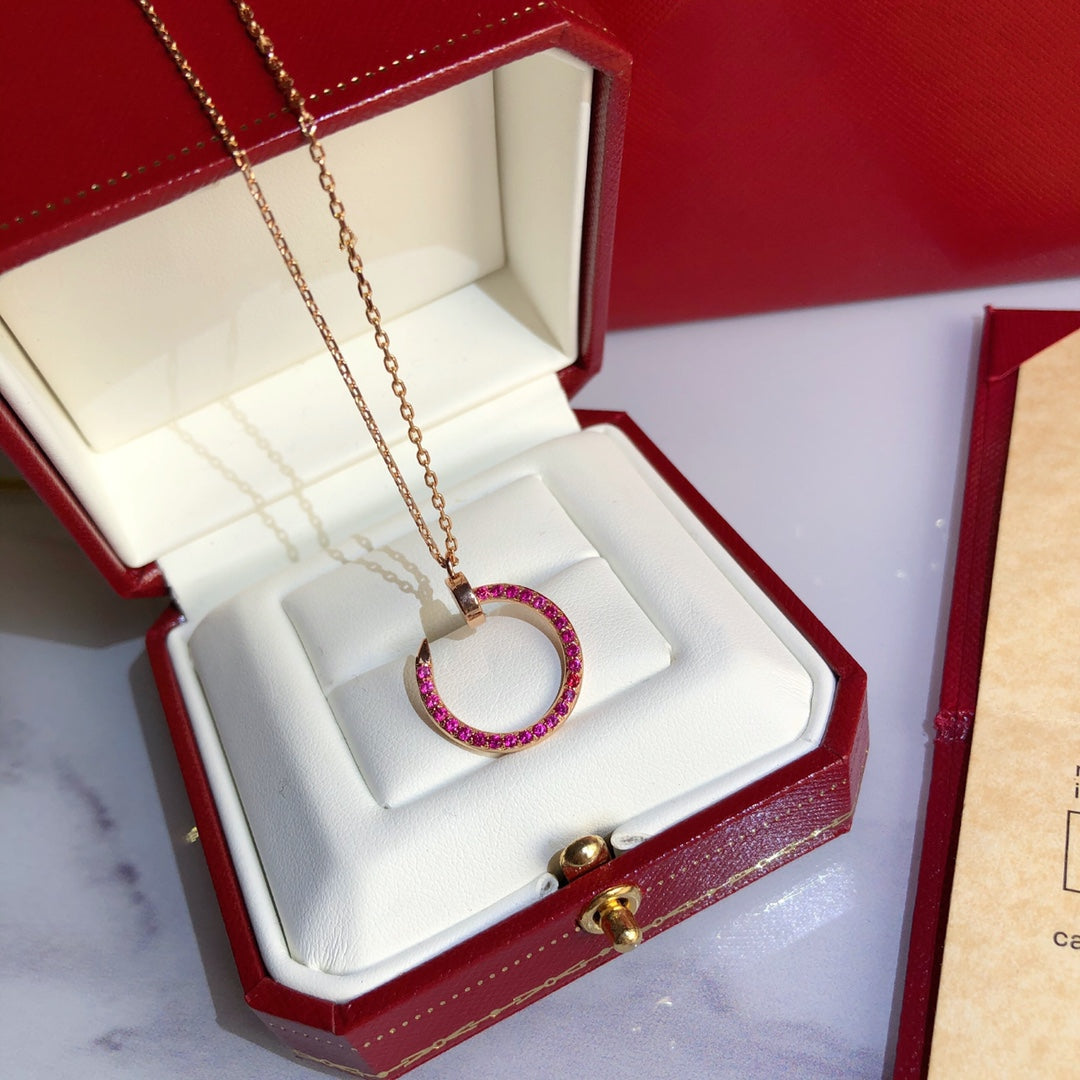 [⭐Hevara Jewelry]JUSTE NECKLACE GOLD RED DIAMONDS