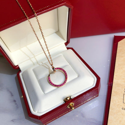 [⭐Hevara Jewelry]JUSTE NECKLACE GOLD RED DIAMONDS