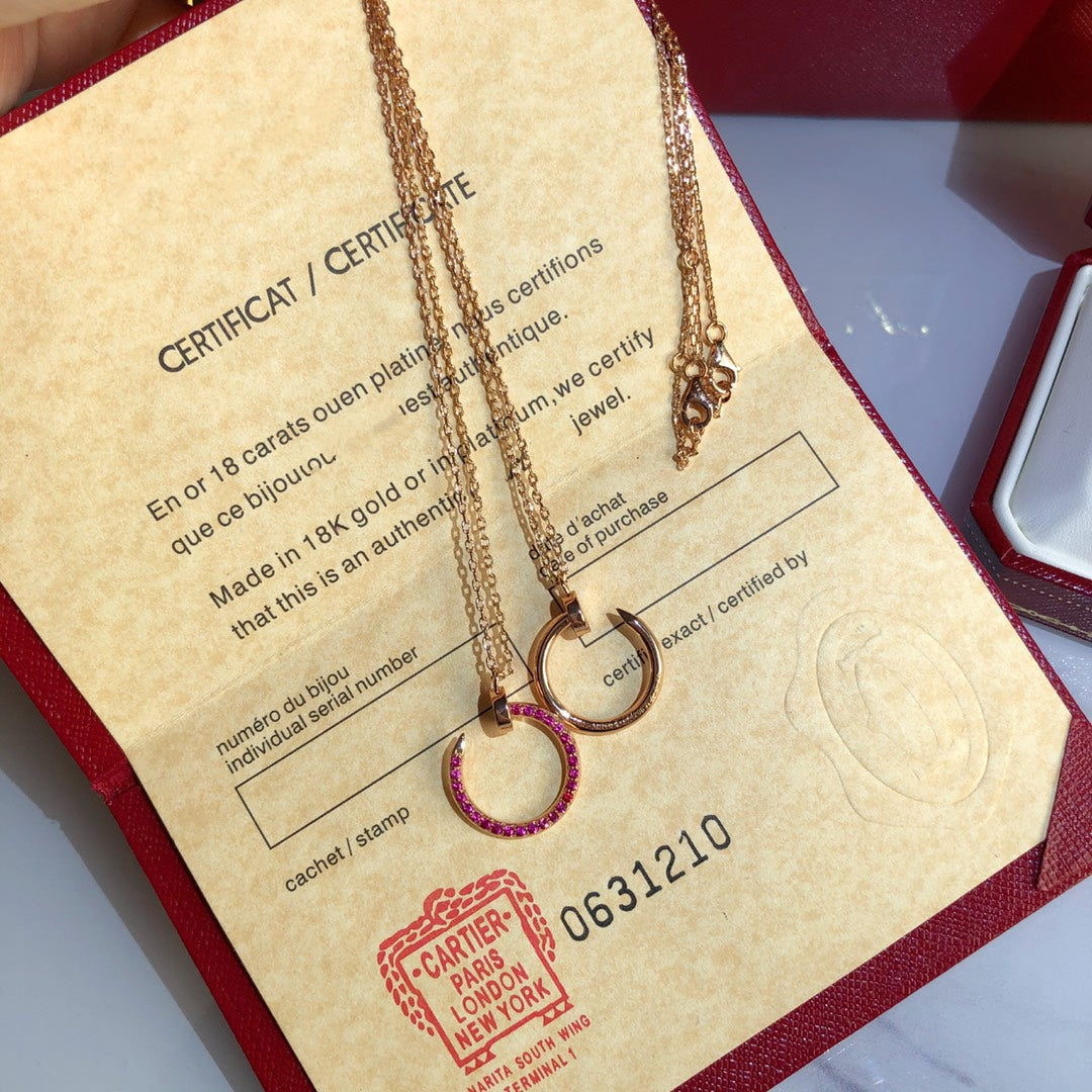 [⭐Hevara Jewelry]JUSTE NECKLACE GOLD RED DIAMONDS