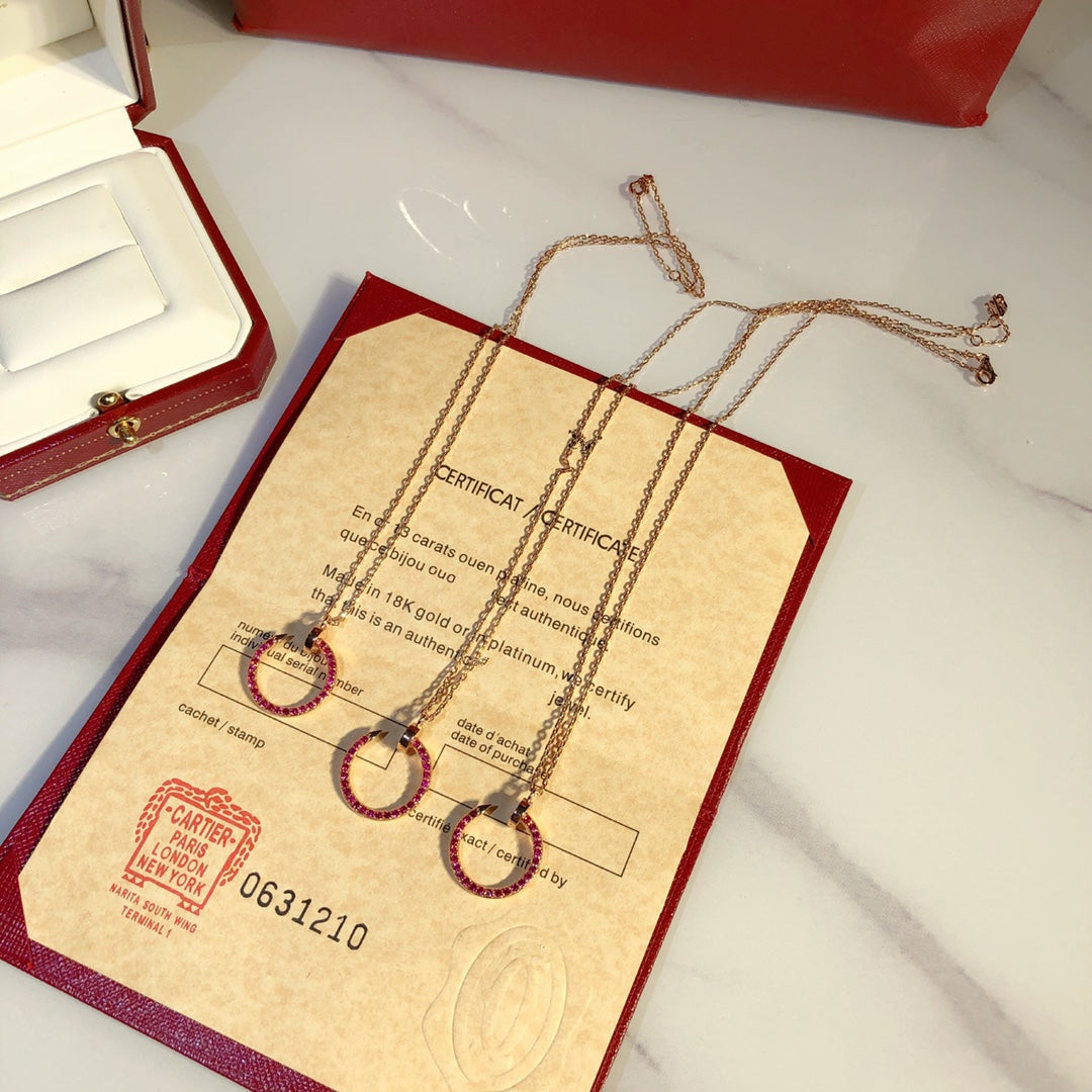 [⭐Hevara Jewelry]JUSTE NECKLACE GOLD RED DIAMONDS