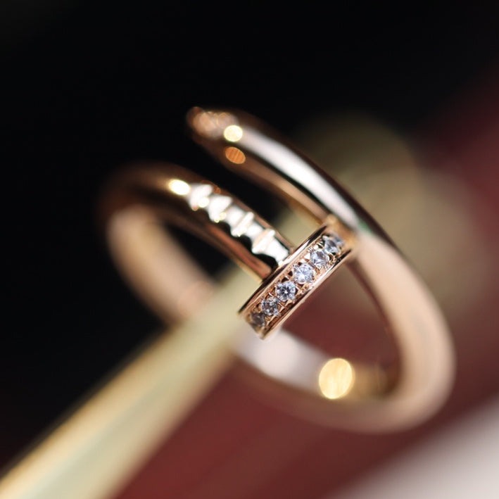 [⭐Hevara Jewelry]JUSTE RING 2.65MM PINK GOLD DIAMOND