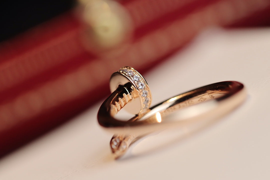 [⭐Hevara Jewelry]JUSTE RING 2.65MM PINK GOLD DIAMOND