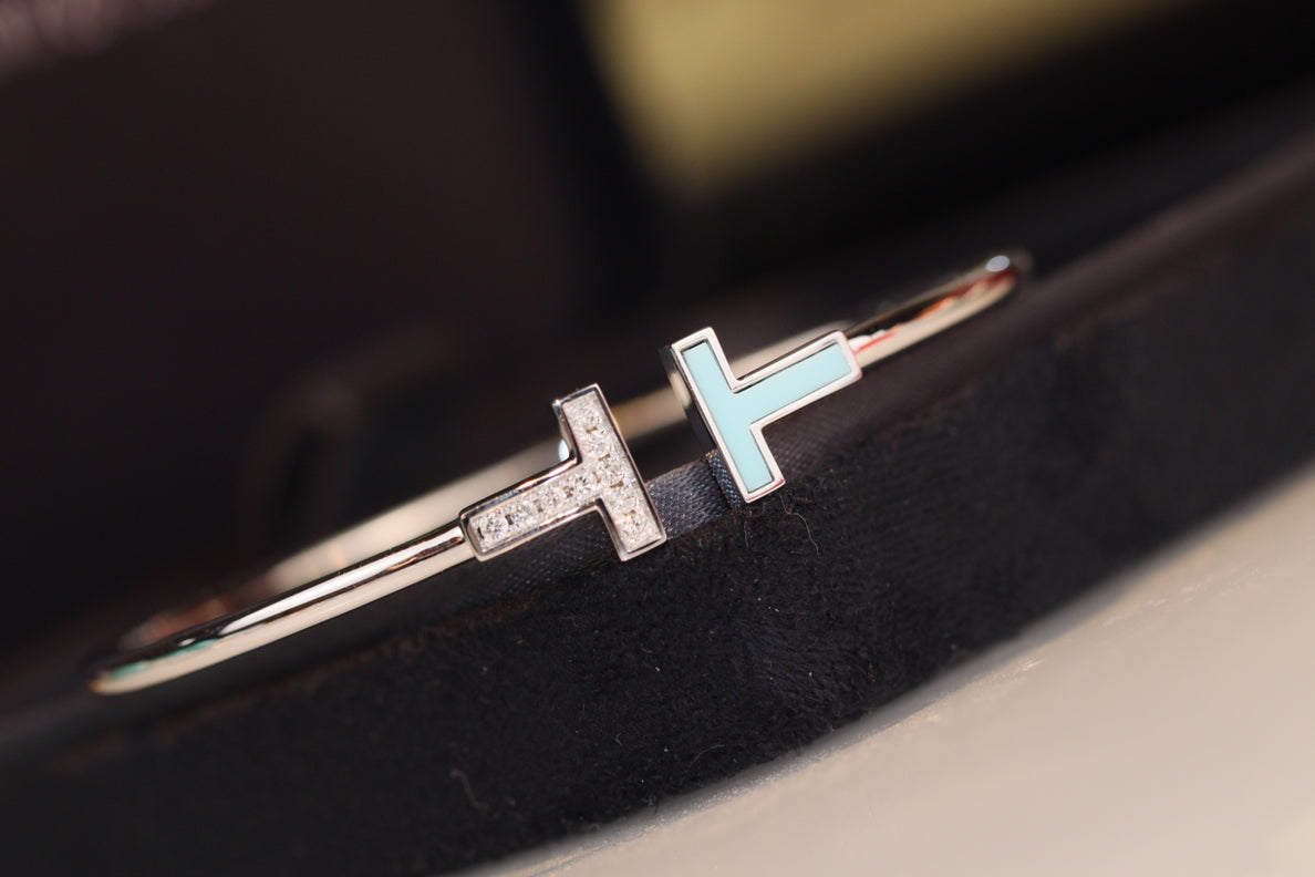 [Hevara Jewelry]T BRACELET 1.8MM TURQUOISE DIAMOND SILVER