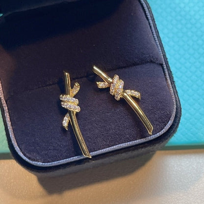 [Hevara Jewelry]KNOT EARRINGS GOLD DIAMOND