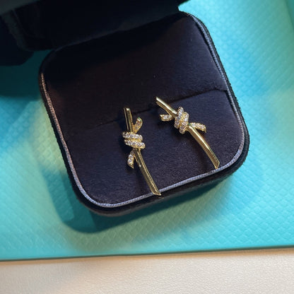[Hevara Jewelry]KNOT EARRINGS GOLD DIAMOND