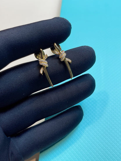 [Hevara Jewelry]KNOT EARRINGS GOLD DIAMOND