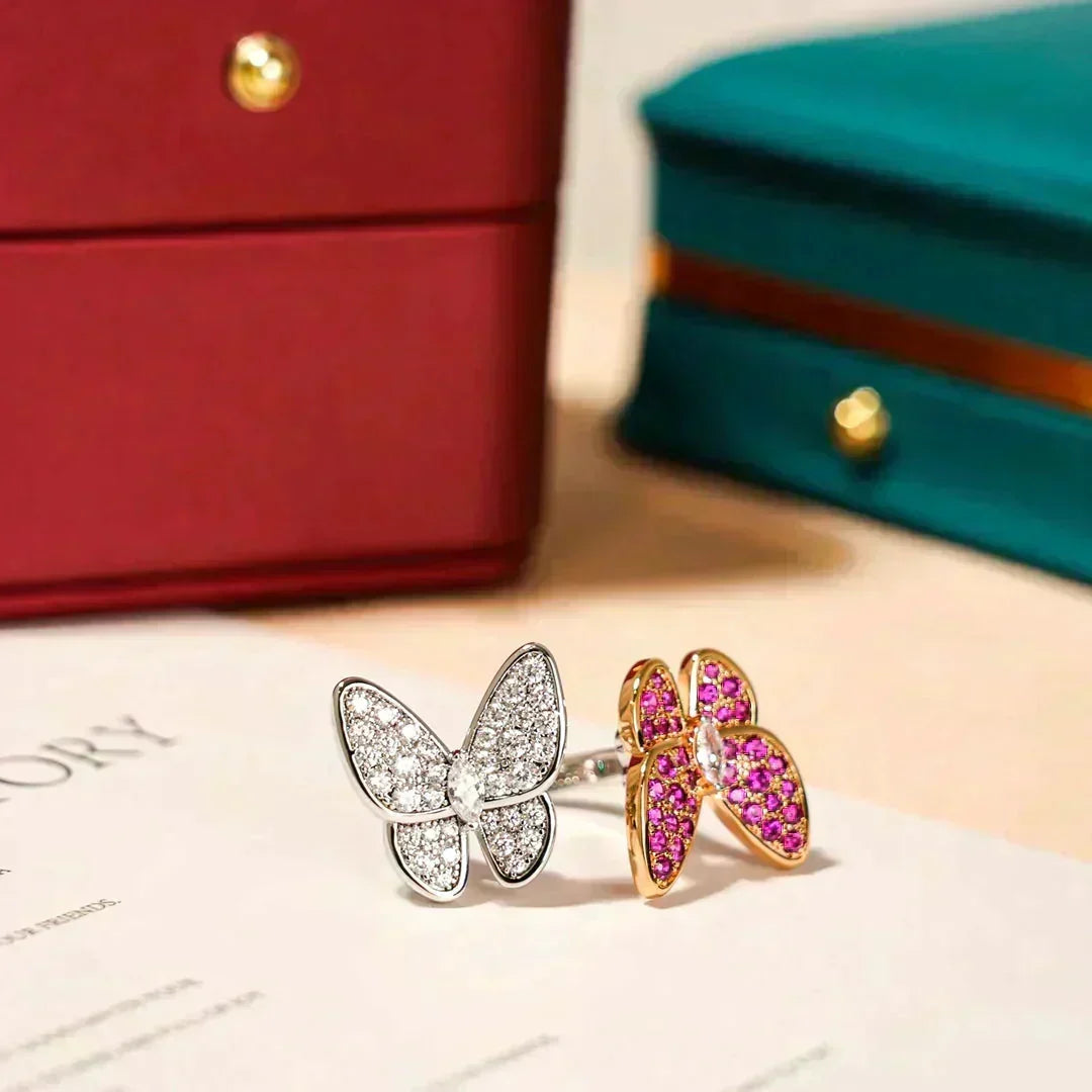 [⭐Hevara Jewelry]TWIN BUTTERFLY DIAMOND RING