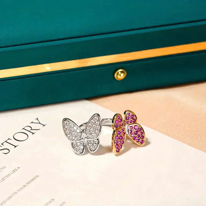 [⭐Hevara Jewelry]TWIN BUTTERFLY DIAMOND RING