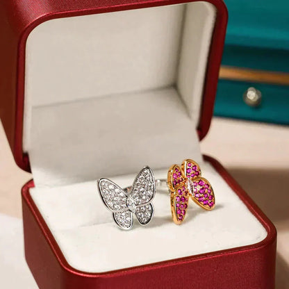 [⭐Hevara Jewelry]TWIN BUTTERFLY DIAMOND RING