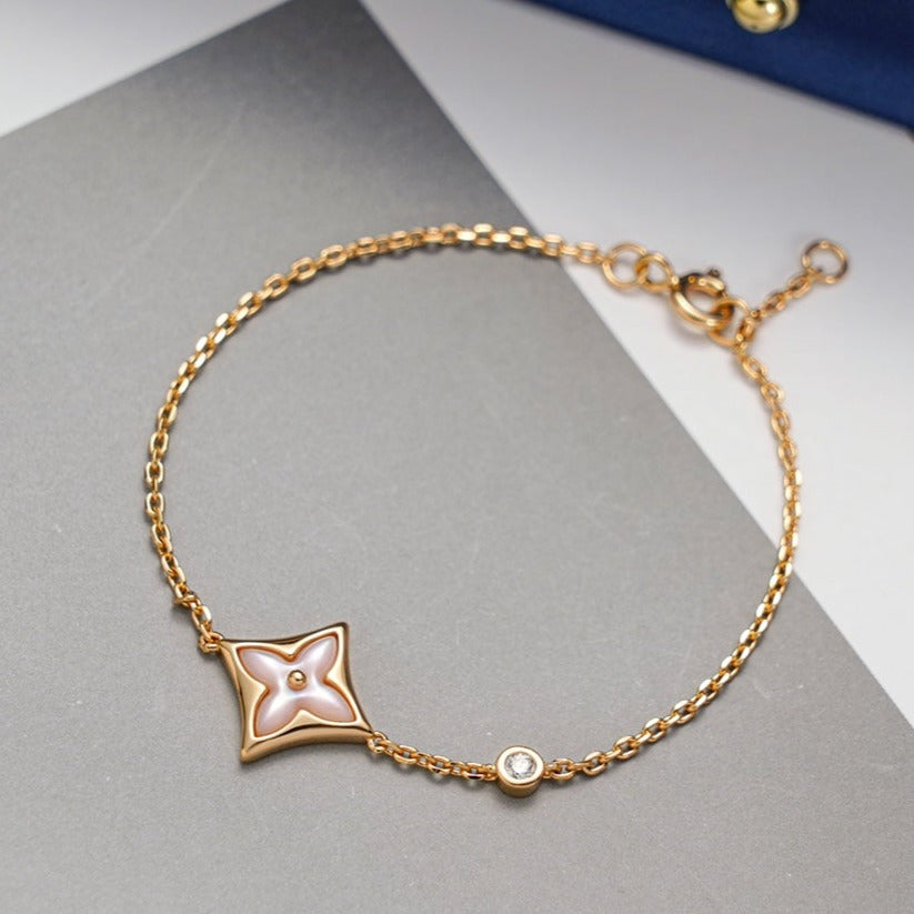 [⭐Hevara Jewelry]STAR 1 DIAMOND PINK GOLD BRACELET