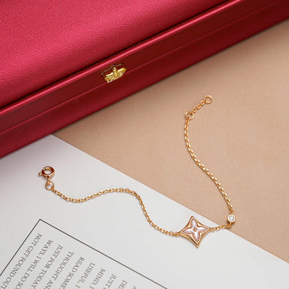 [⭐Hevara Jewelry]STAR 1 DIAMOND PINK GOLD BRACELET