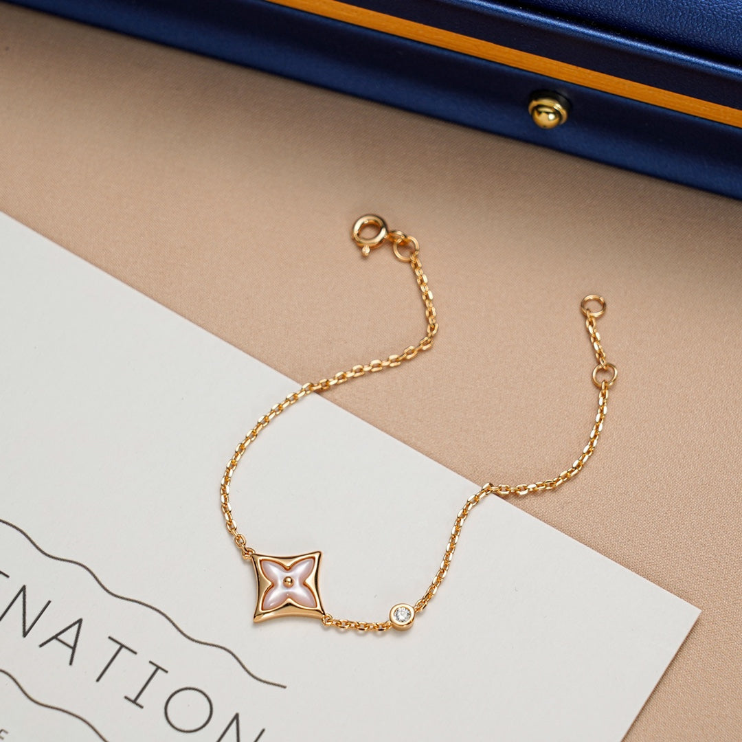 [⭐Hevara Jewelry]STAR 1 DIAMOND PINK GOLD BRACELET