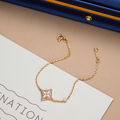[⭐Hevara Jewelry]STAR 1 DIAMOND PINK GOLD BRACELET