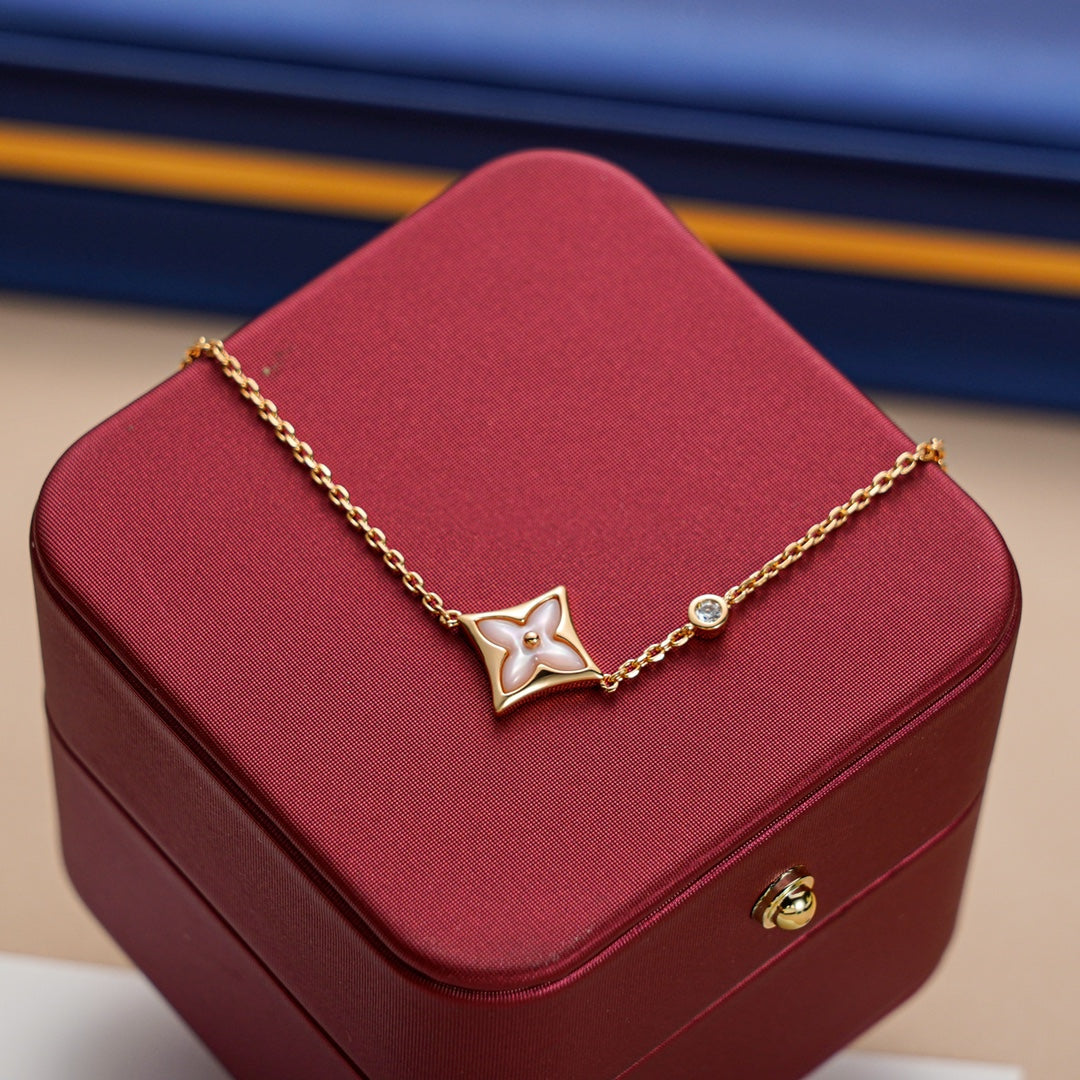 [⭐Hevara Jewelry]STAR 1 DIAMOND PINK GOLD BRACELET