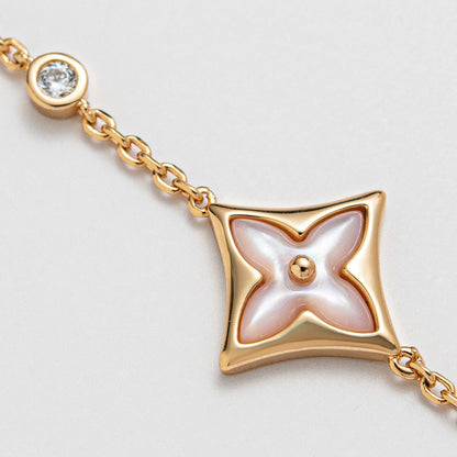[⭐Hevara Jewelry]STAR 1 DIAMOND PINK GOLD BRACELET