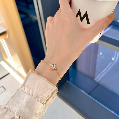 [⭐Hevara Jewelry]STAR 1 DIAMOND PINK GOLD BRACELET