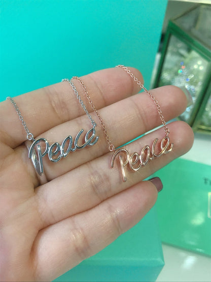 [Hevara Jewelry]PEACE TEXT PEDANT NECKLACE