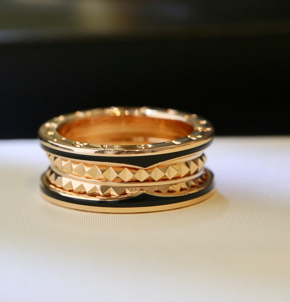 [⭐Hevara Jewelry]ZERO 1 PINK GOLD BLACK CERAMIC RING