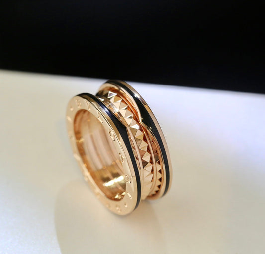[⭐Hevara Jewelry]ZERO 1 PINK GOLD BLACK CERAMIC RING