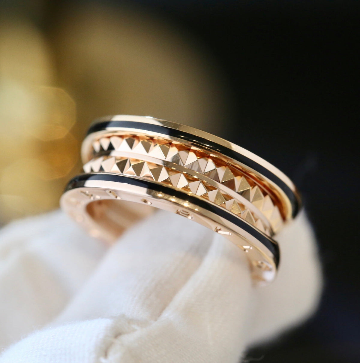 [⭐Hevara Jewelry]ZERO 1 PINK GOLD BLACK CERAMIC RING