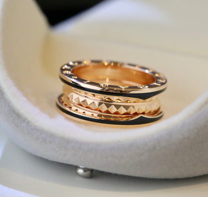 [⭐Hevara Jewelry]ZERO 1 PINK GOLD BLACK CERAMIC RING