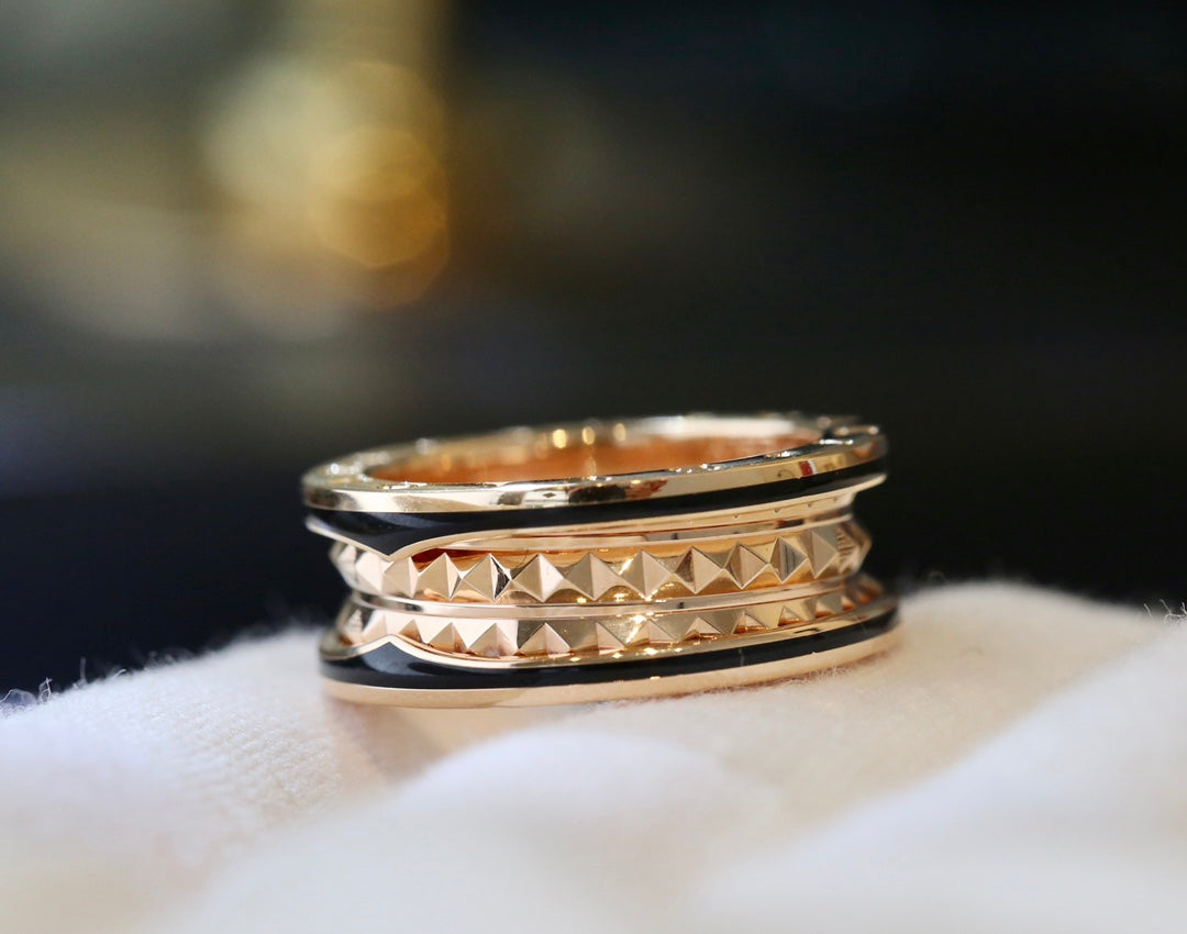 [⭐Hevara Jewelry]ZERO 1 PINK GOLD BLACK CERAMIC RING