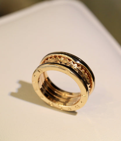 [⭐Hevara Jewelry]ZERO 1 PINK GOLD BLACK CERAMIC RING