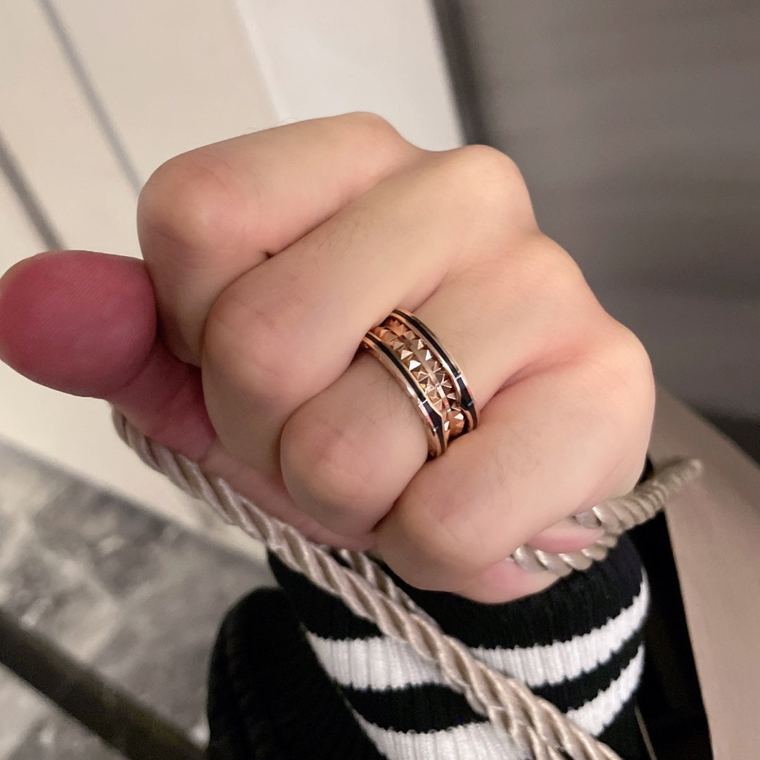 [⭐Hevara Jewelry]ZERO 1 PINK GOLD BLACK CERAMIC RING