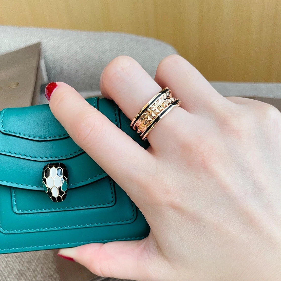 [⭐Hevara Jewelry]ZERO 1 PINK GOLD BLACK CERAMIC RING