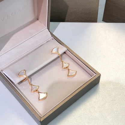[⭐Hevara Jewelry]DREAM EARRINGS 3 MOTIFS DIAMOND MOP PINK GOLD