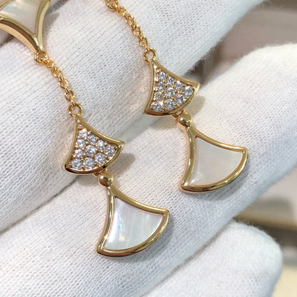 [⭐Hevara Jewelry]DREAM EARRINGS 3 MOTIFS DIAMOND MOP PINK GOLD