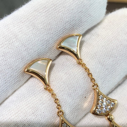 [⭐Hevara Jewelry]DREAM EARRINGS 3 MOTIFS DIAMOND MOP PINK GOLD