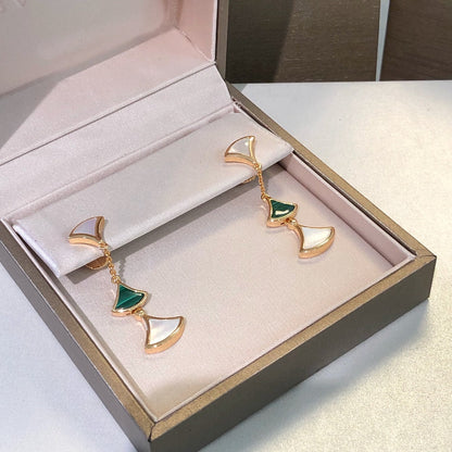 [⭐Hevara Jewelry]DREAM EARRINGS 3 MOTIFS MALACHITE MOP PINK GOLD