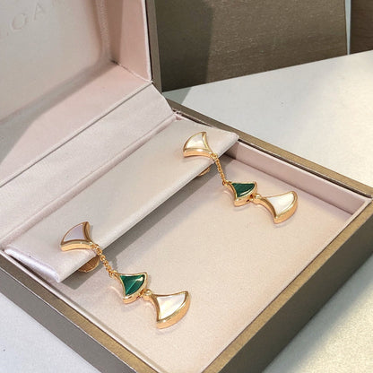 [⭐Hevara Jewelry]DREAM EARRINGS 3 MOTIFS MALACHITE MOP PINK GOLD