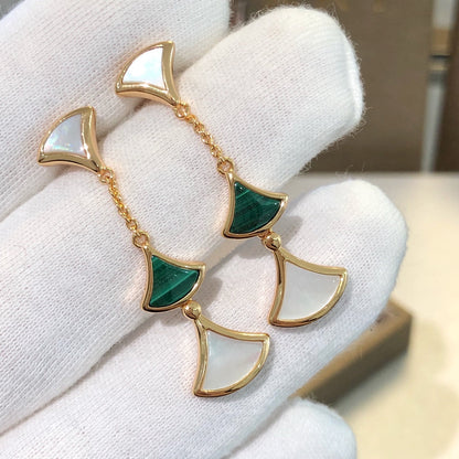 [⭐Hevara Jewelry]DREAM EARRINGS 3 MOTIFS MALACHITE MOP PINK GOLD
