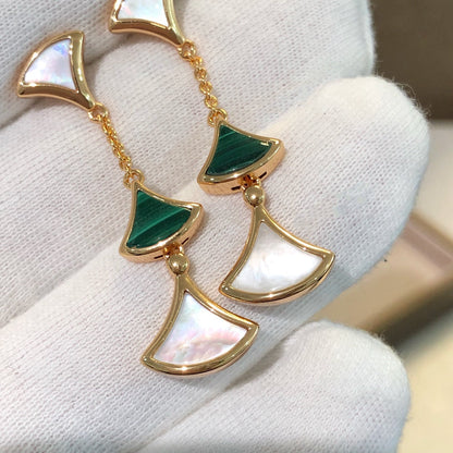 [⭐Hevara Jewelry]DREAM EARRINGS 3 MOTIFS MALACHITE MOP PINK GOLD