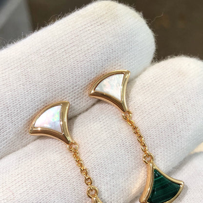 [⭐Hevara Jewelry]DREAM EARRINGS 3 MOTIFS MALACHITE MOP PINK GOLD