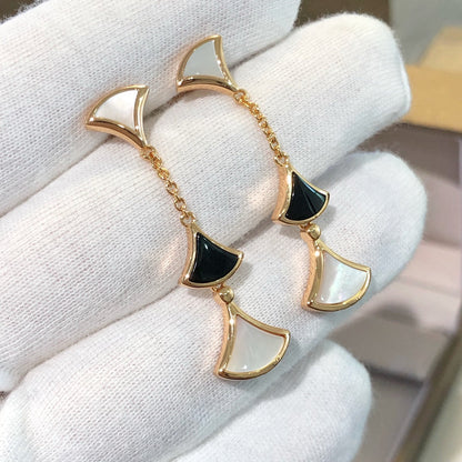 [⭐Hevara Jewelry]DREAM EARRINGS 3 MOTIFS ONYX MOP PINK GOLD