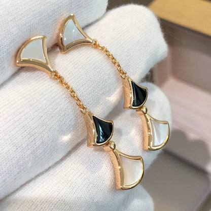 [⭐Hevara Jewelry]DREAM EARRINGS 3 MOTIFS ONYX MOP PINK GOLD
