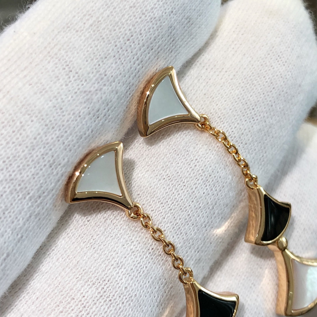 [⭐Hevara Jewelry]DREAM EARRINGS 3 MOTIFS ONYX MOP PINK GOLD