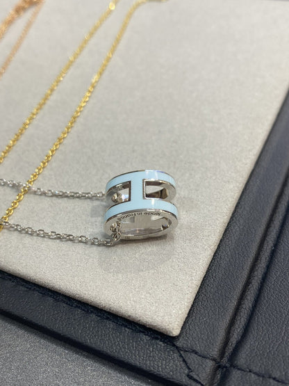 [⭐Hevara Jewelry]POP H LIGHT BLUE NECKLACE