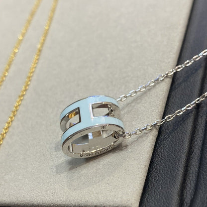 [⭐Hevara Jewelry]POP H LIGHT BLUE NECKLACE